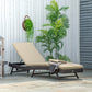 Outsunny Wicker Patio Lounger, Outdoor S Shape Recliners Lounge Chair w/ 5-Level Adjustable Backrest, Soft Padded Cushion for Outdoor Use, Cream White