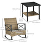 Outsunny 3 Pcs Outdoor PE Rattan Rocking Chair Set, Bistro Set with Two-tier Table, Padded Cushions for Garden, Dark Blue
