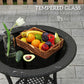 Outsunny Outdoor Rattan Dining Table, Patio Wicker Round Coffee Table with 2-Tier Storage Shelf, Brown