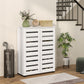 HOMCOM Shoe Storage Cabinet, Shoe Cabinet with 2 Slatted Doors for 15 Pairs of Shoes, Black