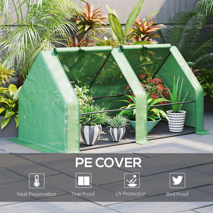 Outsunny 6' x 3' x 3' Portable Tunnel Greenhouse Outdoor Garden Mini with Large Zipper Doors & Water/UV PE Cover White