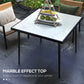 Outsunny Outdoor Dining Table for 4, Square Patio Dining Table with Marble Effect Tempered Glass Top and Steel Frame, White