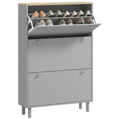 HOMCOM Shoe Storage with 3 Flip Drawers and Adjustable Shelves, Entryway Shoe Storage Cabinet for 24 Pairs of Shoes, Grey
