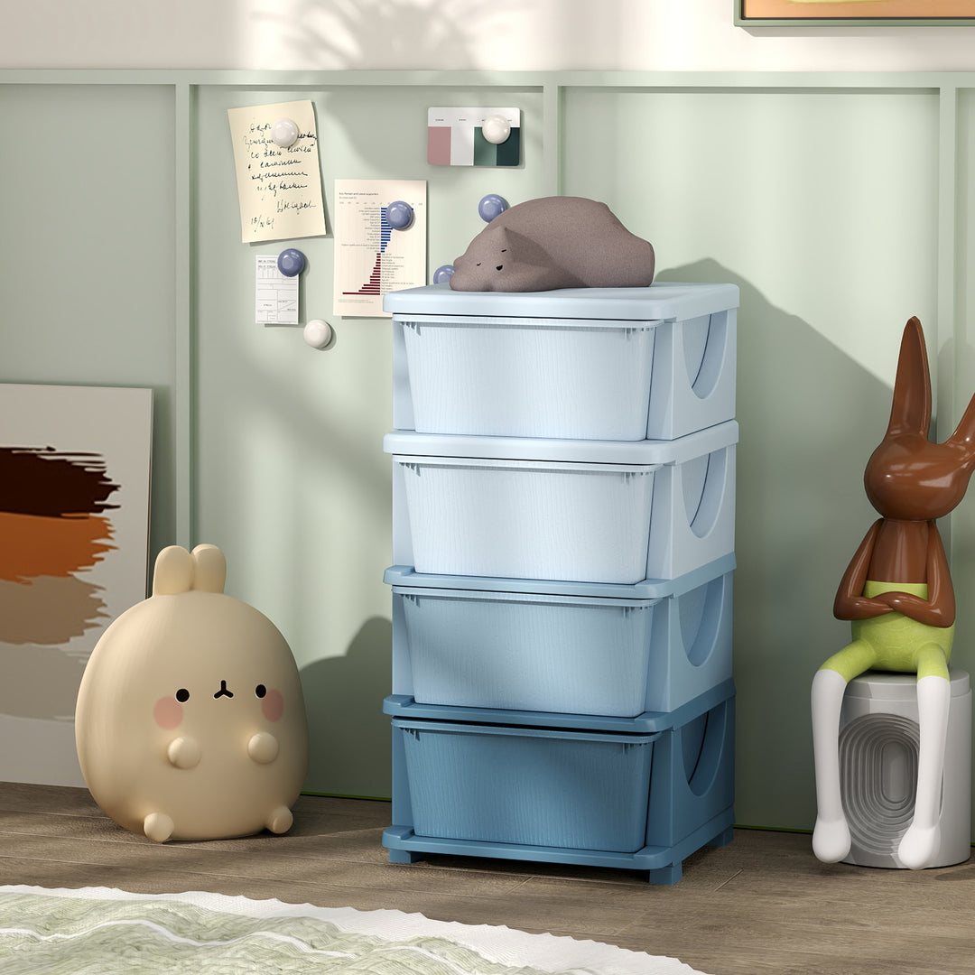 Qaba 3 Tier Kids Toy Organizer and Storage Bins with 3 Plastic Drawers, Pink