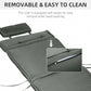 Outsunny Garden Lounger Chair Cushion Replacement, Deep Seat Patio Cushions with Thick Padded, Headrest, Removable Cover, Grey