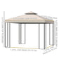 Outsunny 10' x 10' Patio Gazebo Outdoor, Canopy Shelter with Double-tier Roof, Pavilion Sidewalls for Garden Events, Cream White