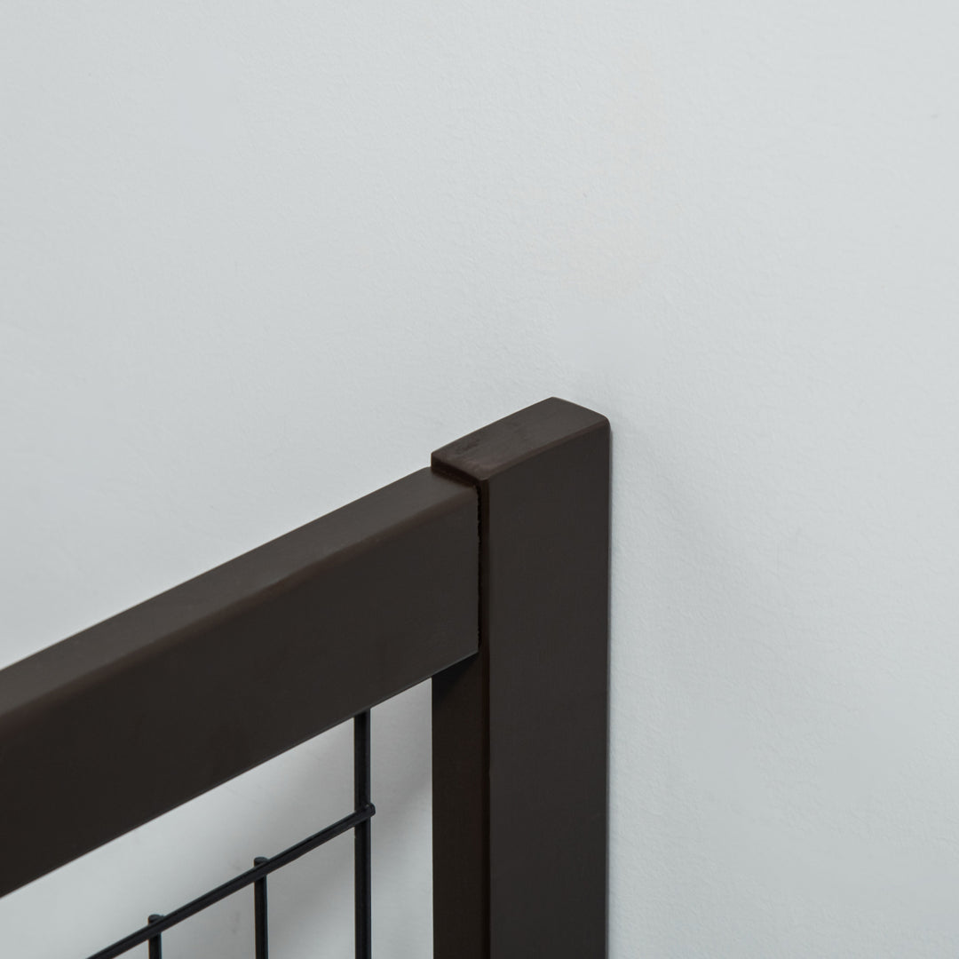 PawHut Wooden Dog Gate for Small & Medium Dogs 4 Panel w/ Support Feet Foldable Pet Fence for House Doorway Coffee