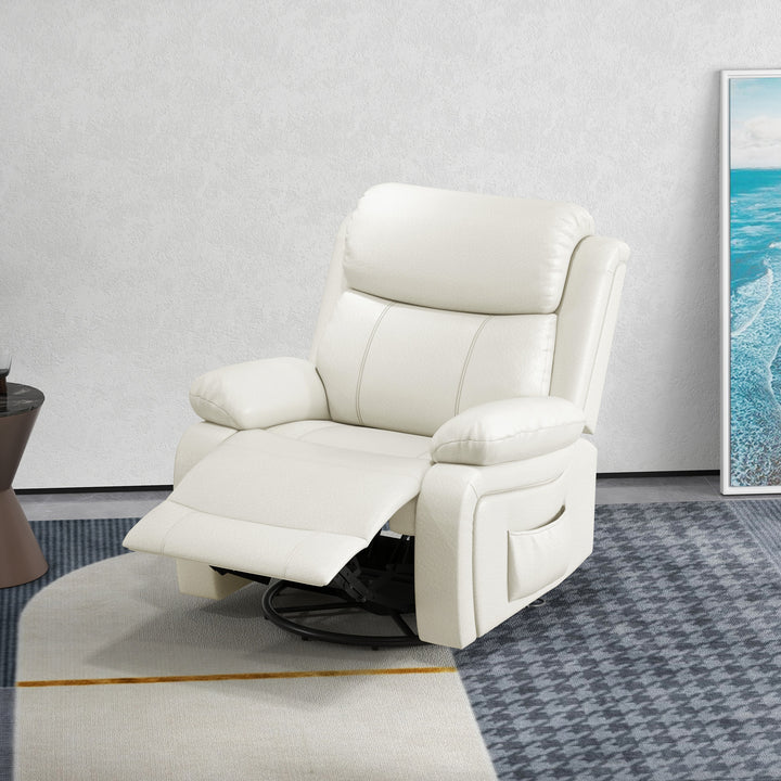 HOMCOM PU Leather Reclining Chair with Vibration Massage Recliner, Swivel Base, Rocking Function, Remote Control, Black