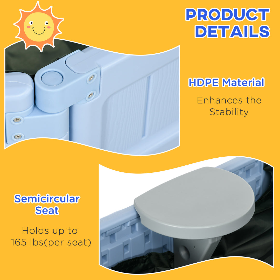 Outsunny Kids Sandbox with Cover, Seat, Sandbox Outdoor for Backyard, Brown