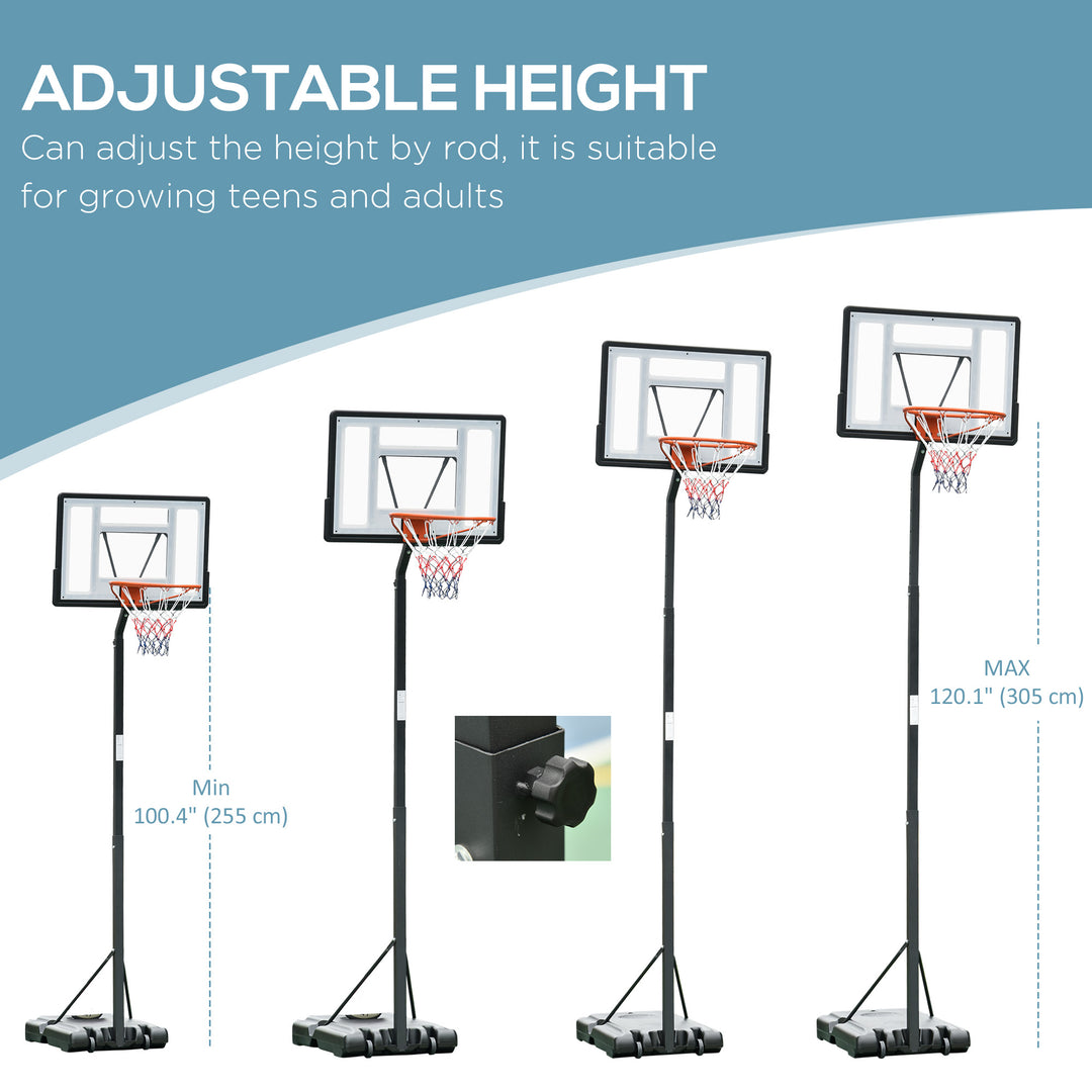 Soozier Portable Basketball Hoop Stand with Wheels, Height Adjustable 8FT-10FT for Outdoor Use, Black