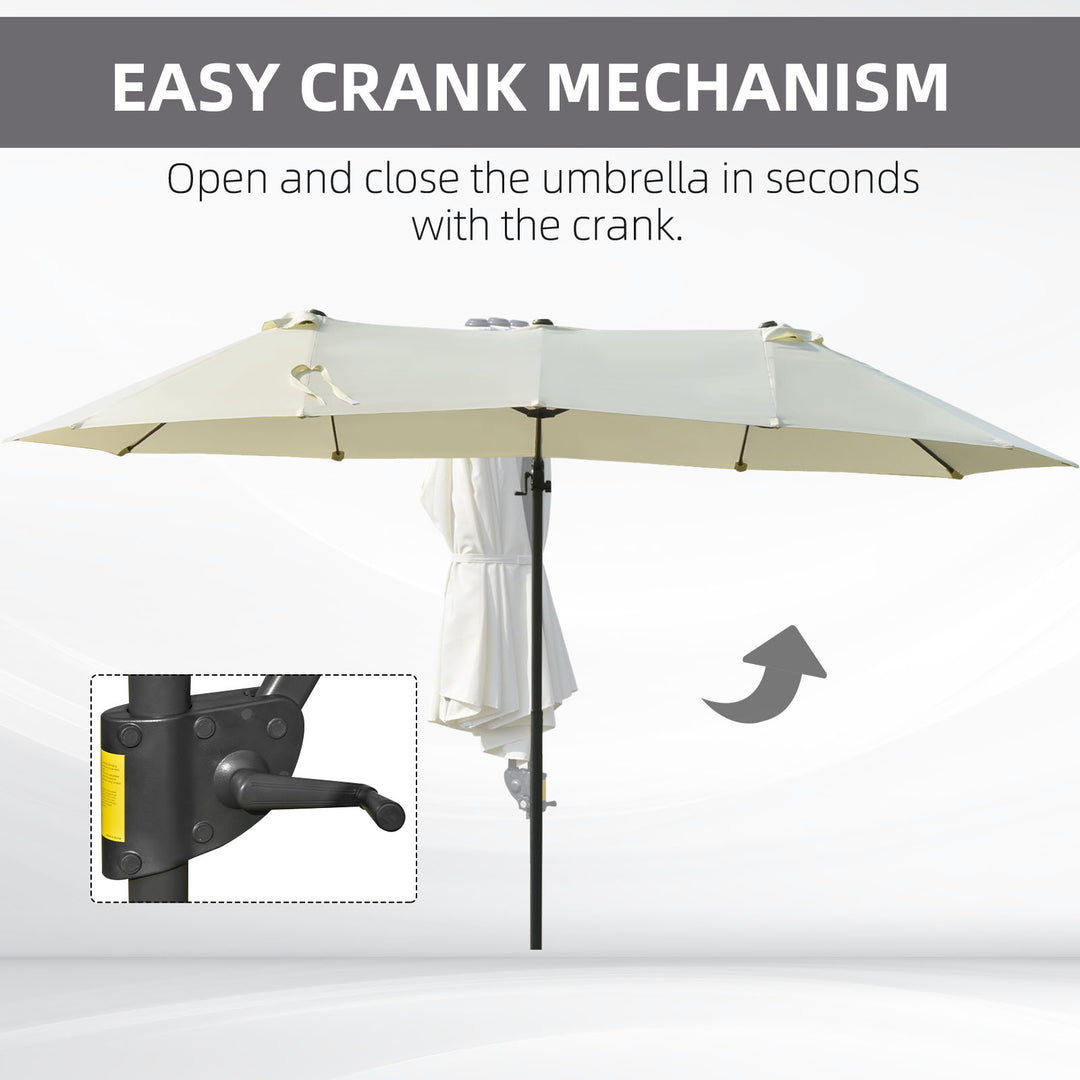 Outsunny Outdoor Patio Umbrella Offset Cantilever Umbrella with Twin Canopy Sunshade Umbrella with Lift Crank Grey