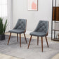 HOMCOM Dining Chairs Set of 2, Tufted Kitchen Chairs, PU Leather Upholstered Seats and Steel Legs for Dining Room, Grey