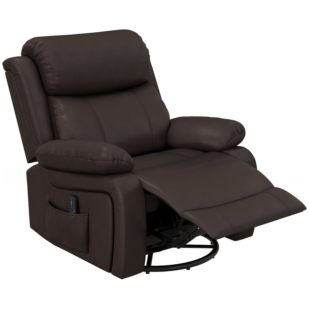 HOMCOM PU Leather Reclining Chair with Vibration Massage Recliner, Swivel Base, Rocking Function, Remote Control, Black