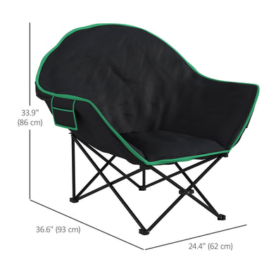 Outsunny Foldable Camping Chair Padded Moon Saucer Chair with Carry Bag, Storage Pocket for Outdoor, Beach, Picnic, Hiking, Fishing, Travel