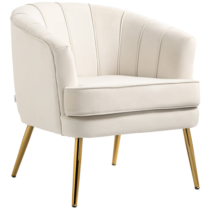 HOMCOM Fabric Armchair, Modern Accent Chair with Gold Metal Legs for Living Room, Bedroom, Home Office, Grey