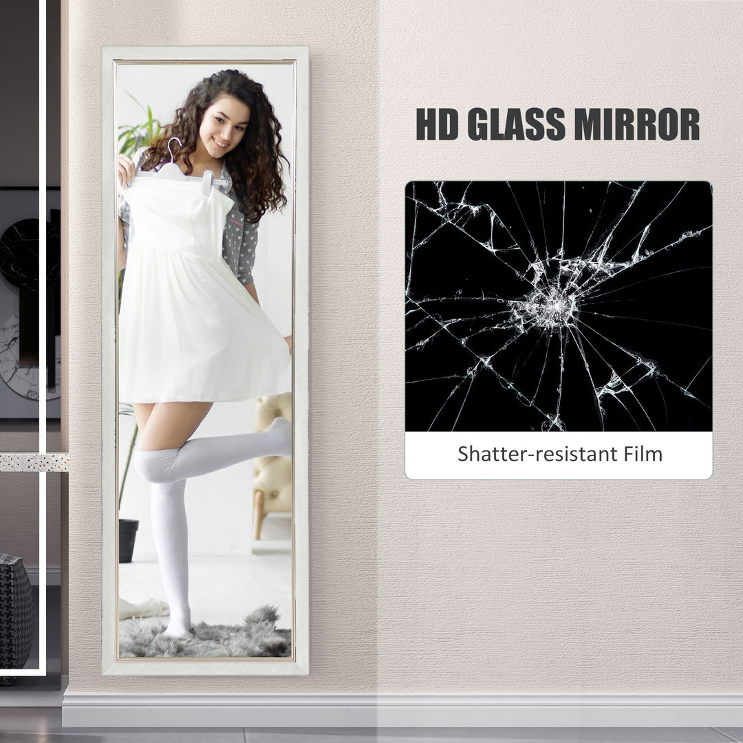 HOMCOM Floor Standing Mirror, Full Body Mirror, Free Standing, Leaning or Wall Mirror with Frame for Bedroom, Silver