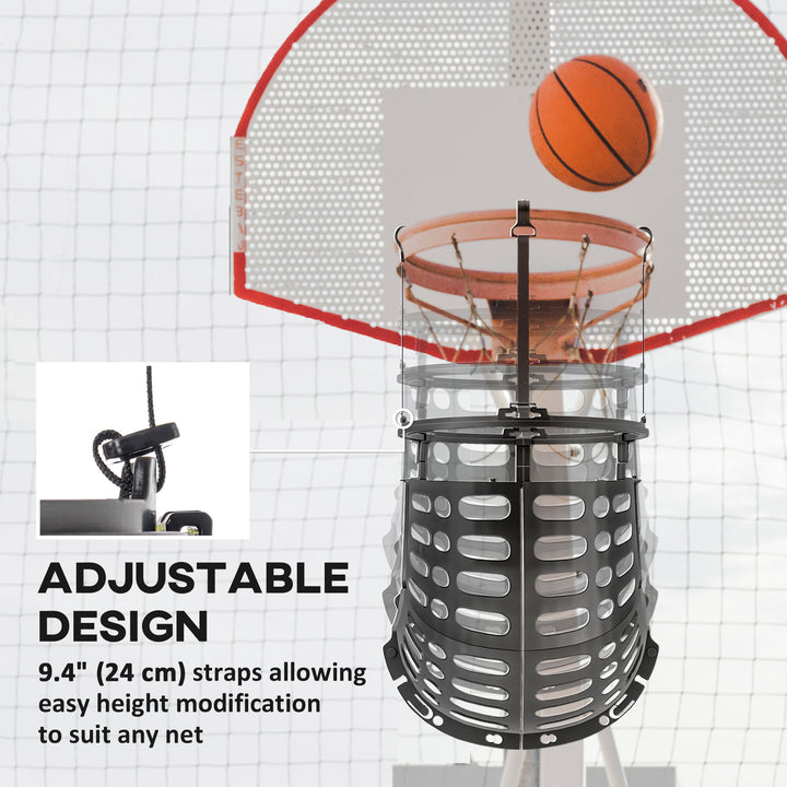 Soozier Basketball Hoop Ball Returner, Height Adjustable Basketball Rebounder with 360° Rotatable Return Chute, Black