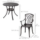 Outsunny 5 Pieces Outdoor Dining Set, Cast Aluminium Patio Table and Chairs with Parasol Hole, Patio Dining Set for 4, Brown