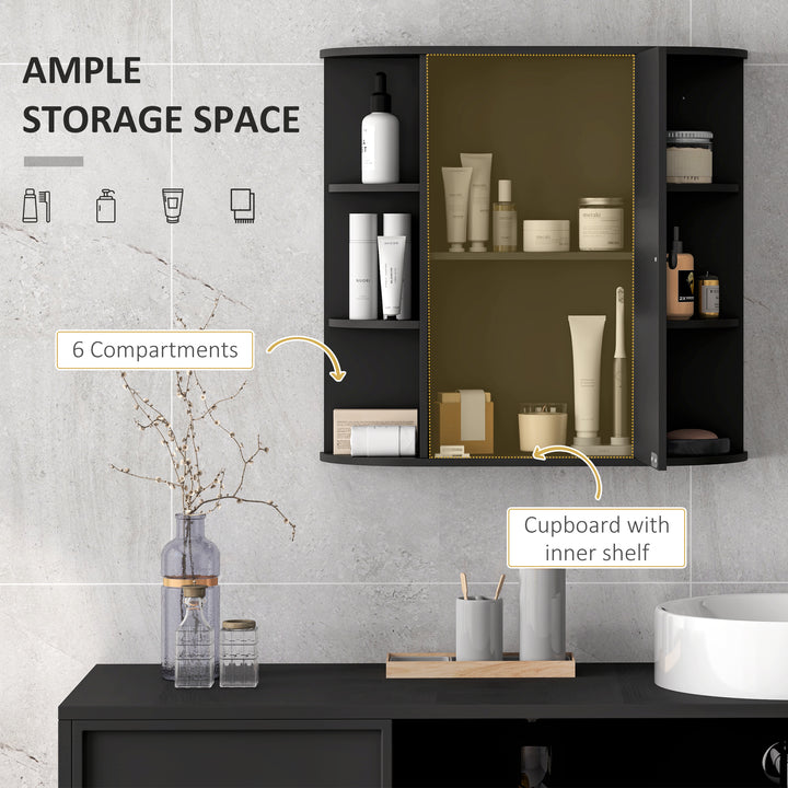 HOMCOM Mirrored Bathroom Wall Cabinet Wall Mounted Medicine Cabinet with Door & Shelves, White