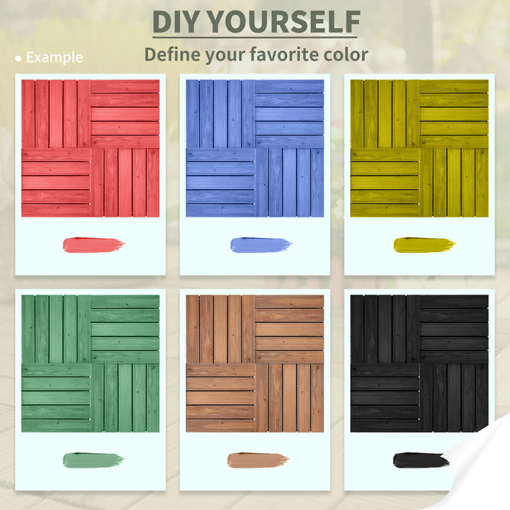 Outsunny 27 Pcs Wood Interlocking Deck Tiles, 12 x 12in Outdoor Flooring Tiles for Indoor and Outdoor Use, Tools Free Assembly, Brown