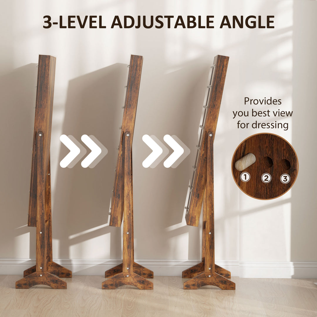 HOMCOM Free Standing Armoire Organizer, Lighted Mirrored Jewelry Cabinet w/ Angle Adjustable & 16 LED Lights Warm White