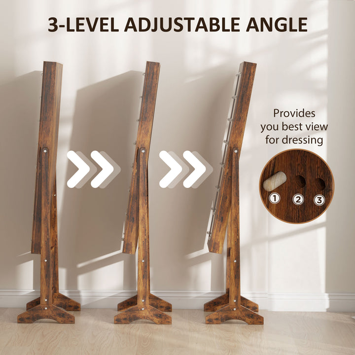 HOMCOM Free Standing Armoire Organizer, Lighted Mirrored Jewelry Cabinet w/ Angle Adjustable & 16 LED Lights Warm White