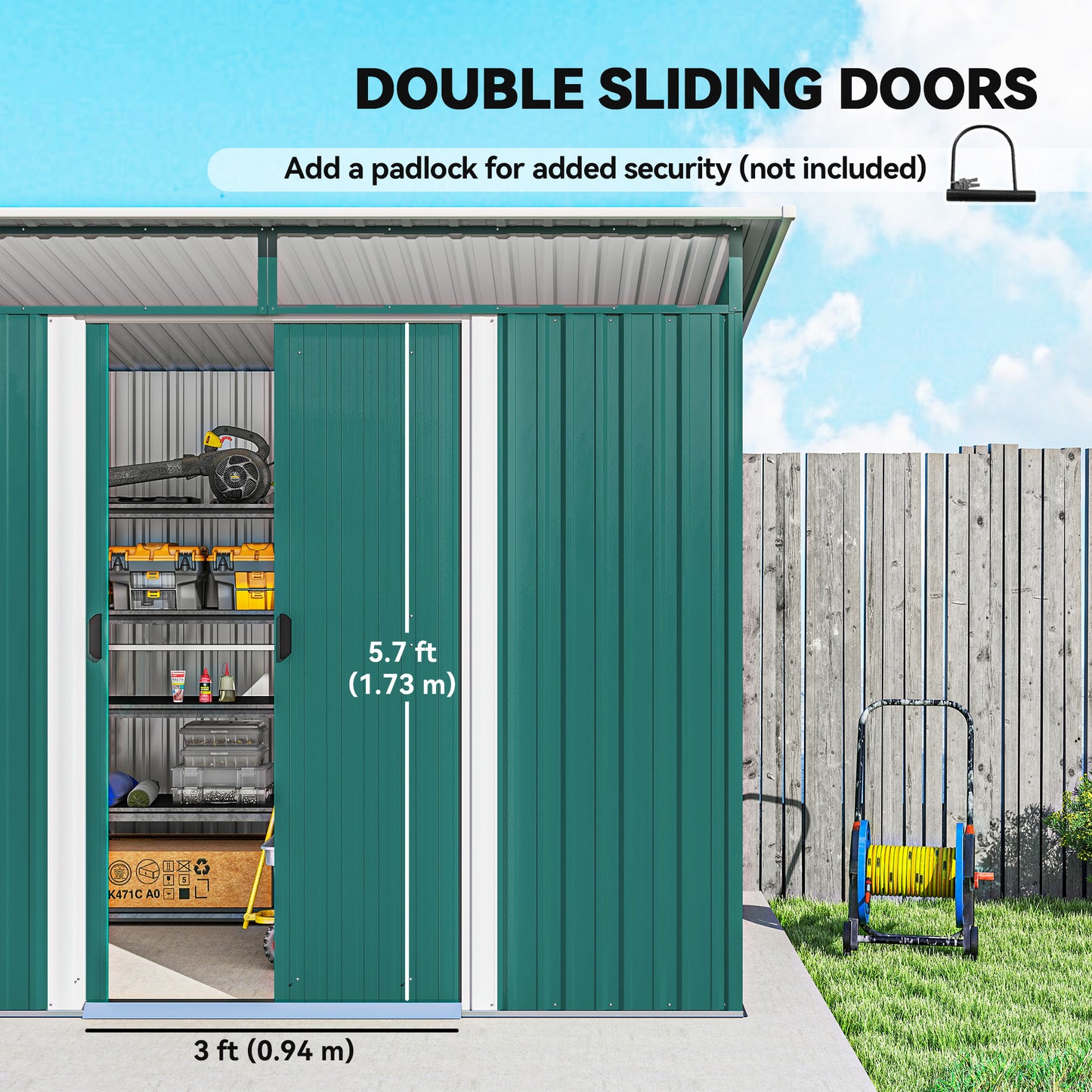 Outsunny 6' x 8.5' Outdoor Metal Garden Shed Utility Tool Storage Steel Backyard House, Dark Green