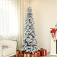 HOMCOM 6ft Pencil Flocked Artificial Christmas Tree with 600 Branch Tips, Auto Open and Steel Base, Green