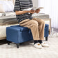HOMCOM Storage Ottoman Bench Linen-Touch Fabric Tufted Chest Footstool with Flipping Top, Beige