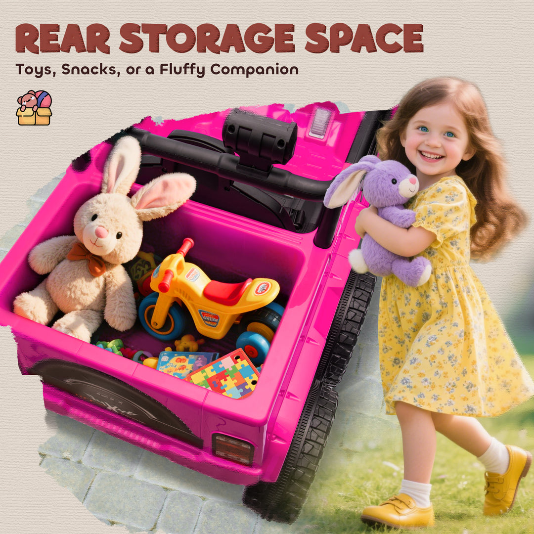 Qaba 12V 4WD/2WD Kids Electric Car w/ Remote Control, Spring Suspension, Back Trailer, Light, Music, Soft Start, Dark Green