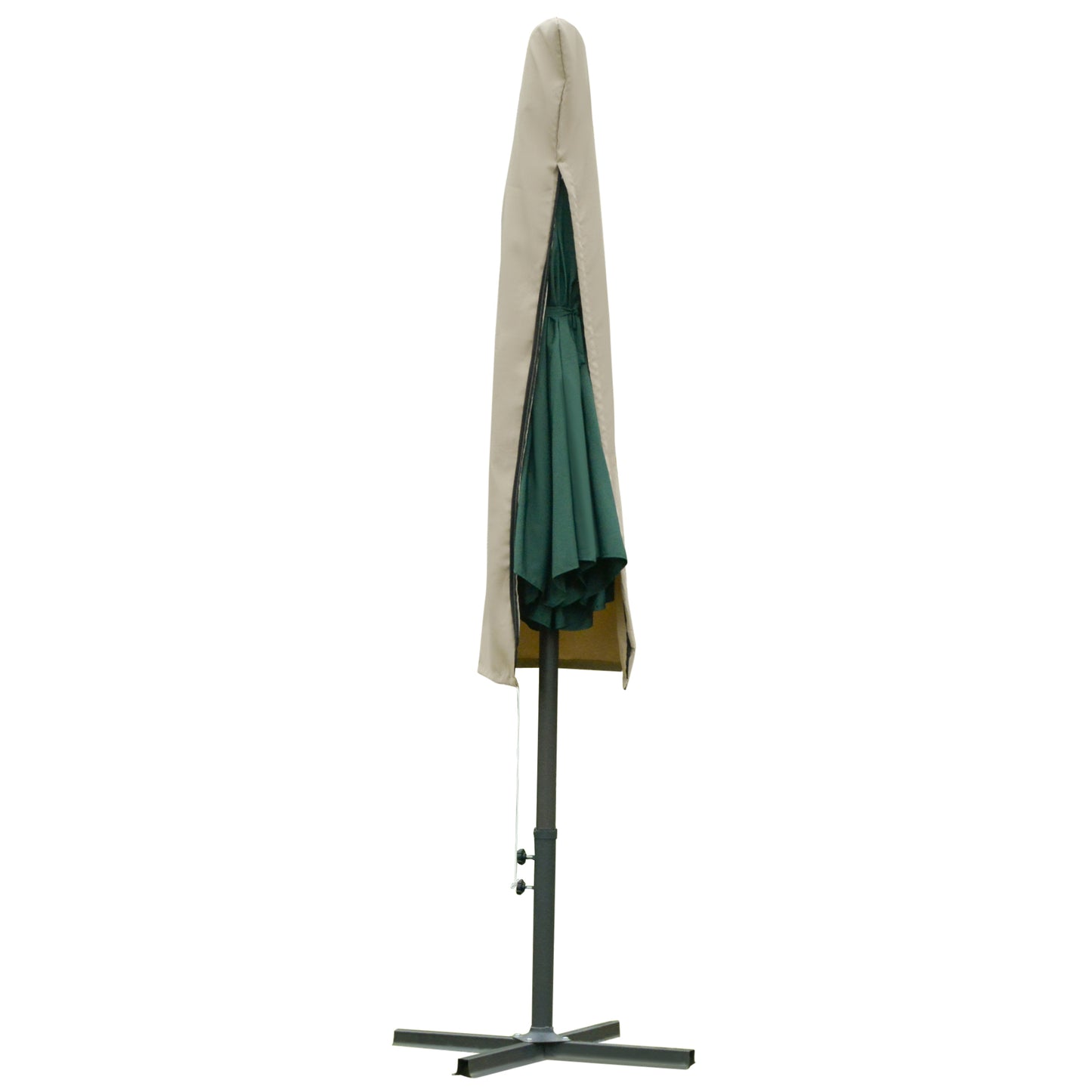 Outsunny Garden Parasol Cover, Outdoor Cantilever Umbrella Cover with Zipper, Khaki