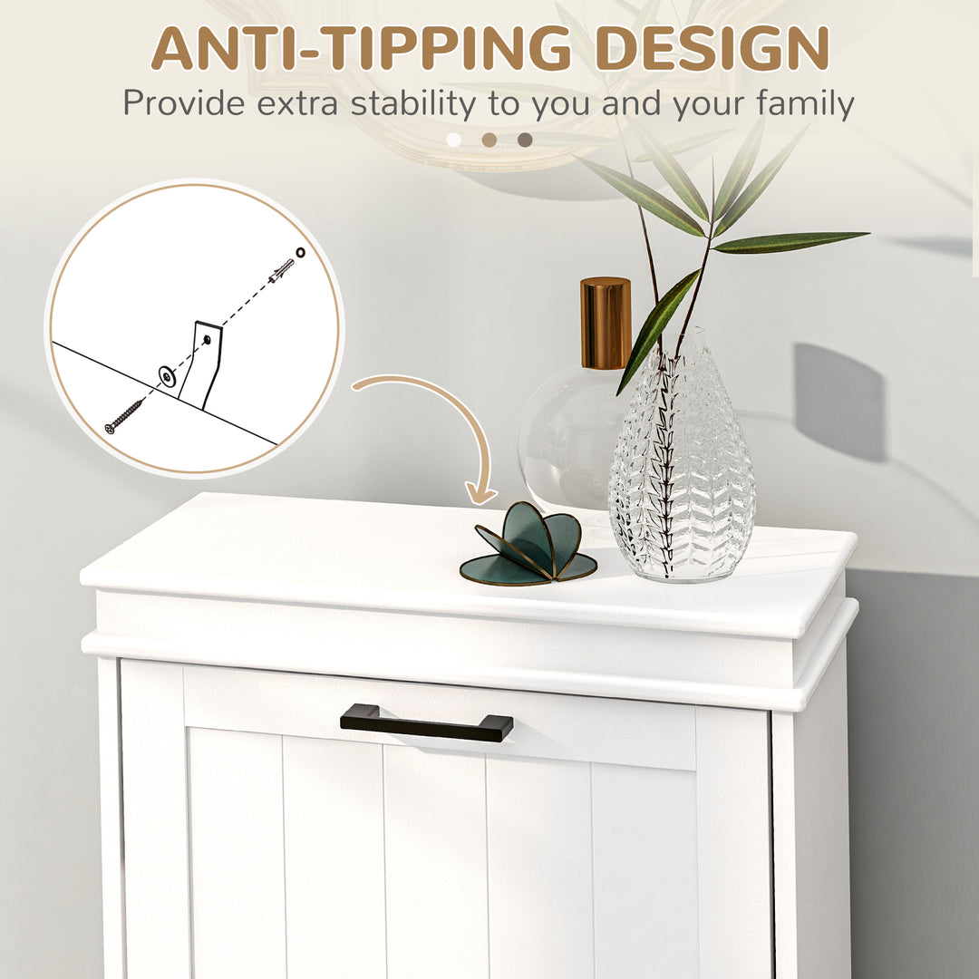 HOMCOM Shoe Storage Cabinet with 2 Flip Drawers and Adjustable Shelves, Narrow Shoe Cabinet for 10 Pairs of Shoes, Black