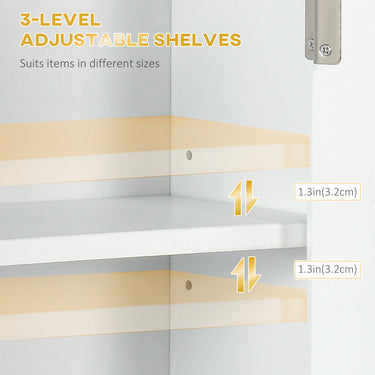 kleankin Bathroom Wall Cabinet, Medicine Cabinet, Toilet Storage Cabinet with Shelf for Living Room and Entryway, White