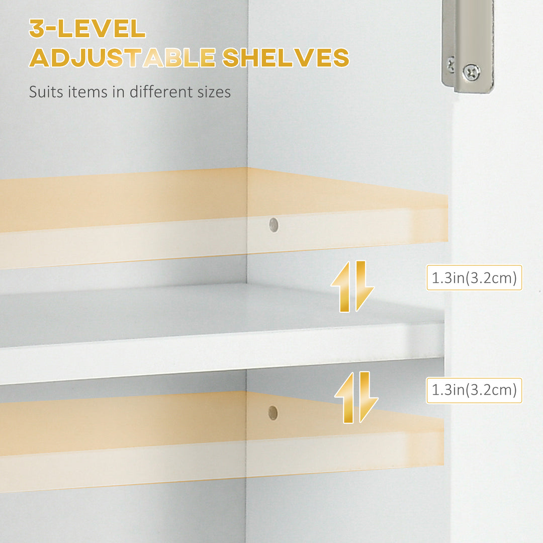 kleankin Bathroom Wall Cabinet, Medicine Cabinet, Toilet Storage Cabinet with Shelf for Living Room and Entryway, White