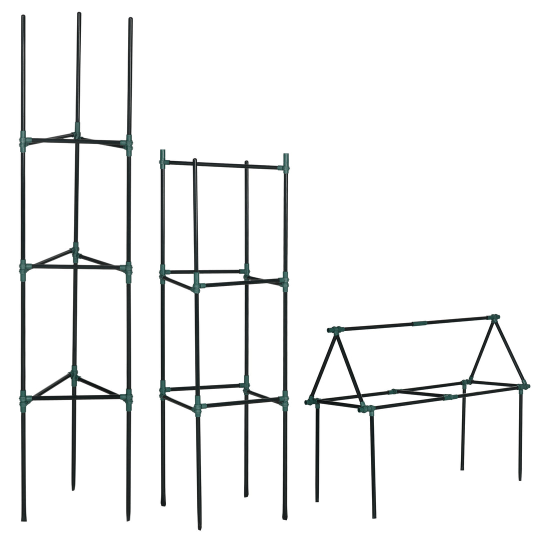 Outsunny 3 Pack Tomato Cage Set, 72 Inch DIY Tomato Plant Support Trellis, Tomato Trellis for Climbing Vegetables, Flowers and Fruits, Dark Green