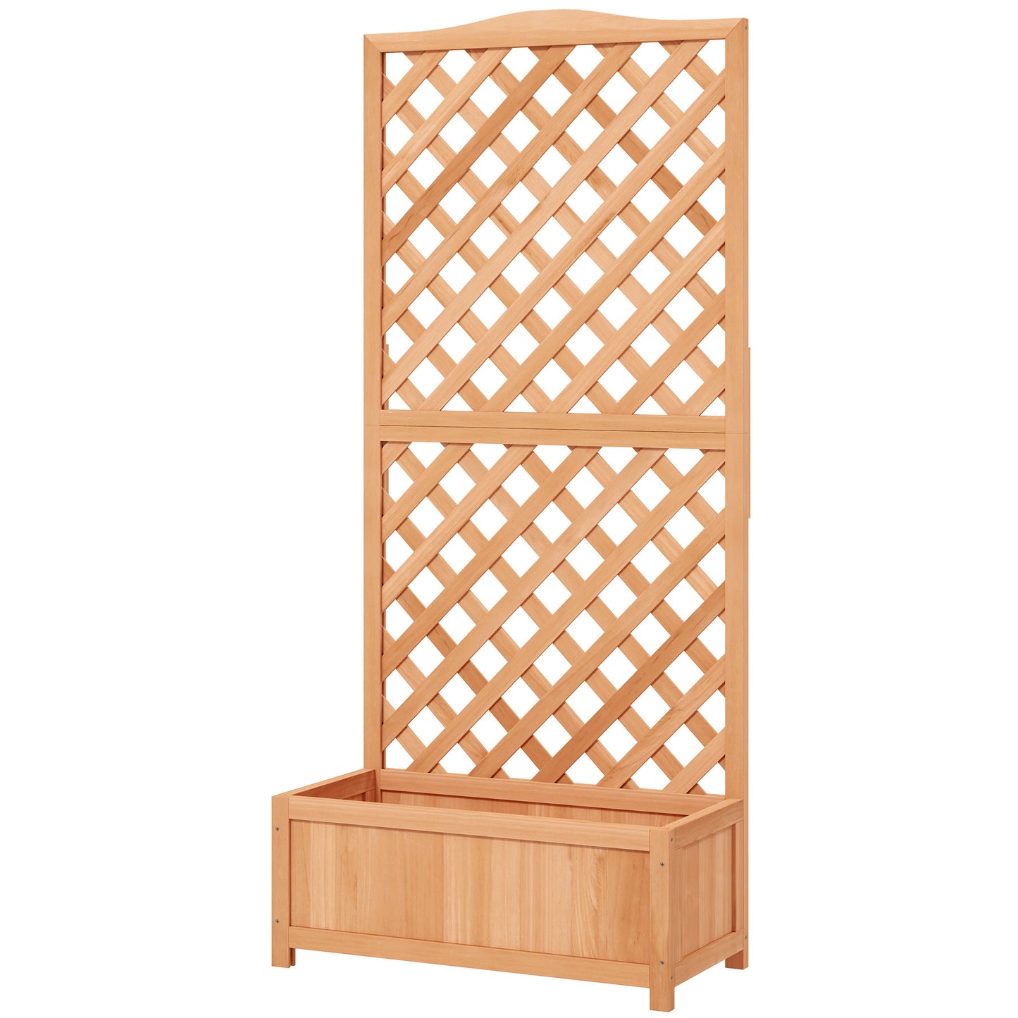 Outsunny Wood Planter with Trellis for Vine Climbing, Raised Garden Bed to Grow Vegetables for Backyard, 28" x 11" x 46", Brown