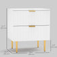HOMCOM Bedside Table, Modern Nightstand with 2 Drawers, Side End Table with Metal Legs for Living Room, Bedroom, Black
