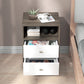 HOMCOM Nightstand Set of 2, Modern Bedside Table, Night Stand for Living Room with 3 Drawers and Open Storage, Grey