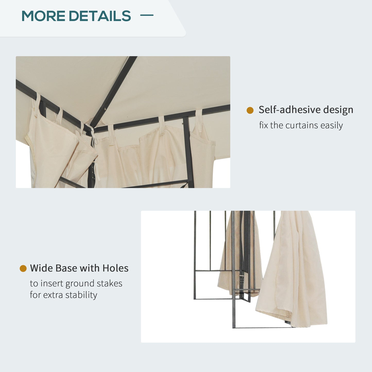 Outsunny 10' x 10' Patio Gazebo Outdoor, Canopy Shelter with Double-tier Roof, Pavilion Sidewalls for Garden Events, Cream White