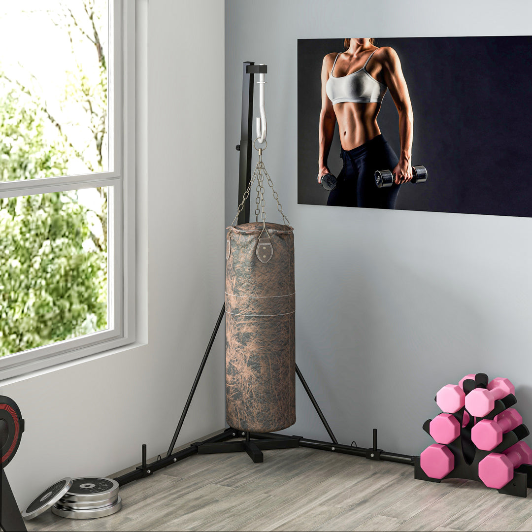 Soozier Foldable Punch Bag Stand, Adjustable Height Heavy Bag Stand with Weighted Base, Freestanding for Home Gym, Stand Only