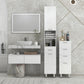 kleankin 71" Tall Bathroom Storage Cabinet, Narrow Linen Tower with Drawer, Open Shelves, 2 Doors Cabinets and Adjustable Shelves, High Gloss White