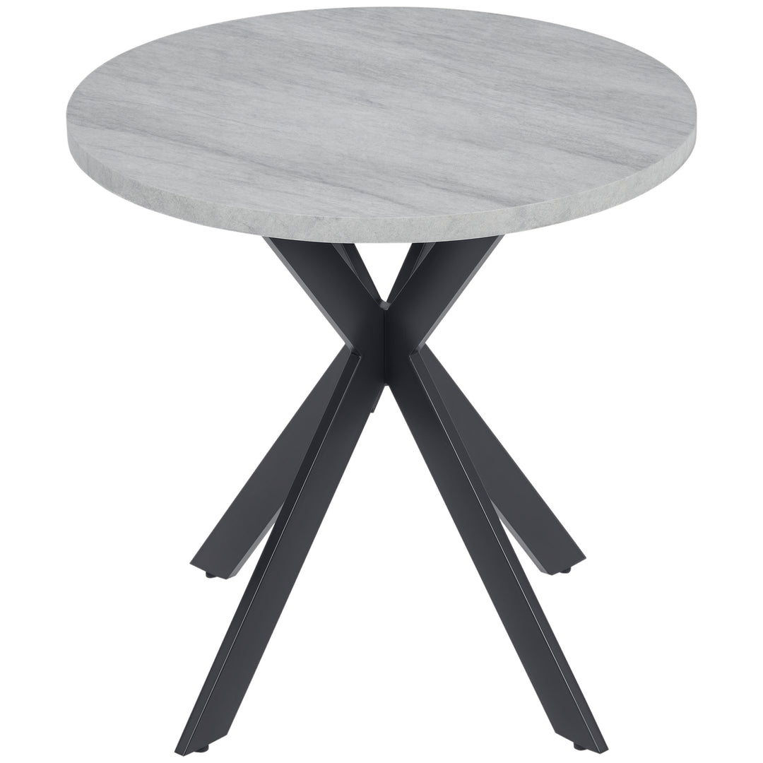 HOMCOM 29" Dining Table, Contemporary Round Kitchen Table with Steel Legs, Grey