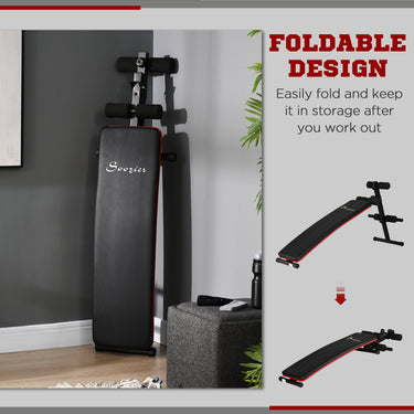 Soozier Sit Up Bench Core Workout Adjustable Thigh Support Foldable For Home Gym Exercise Black