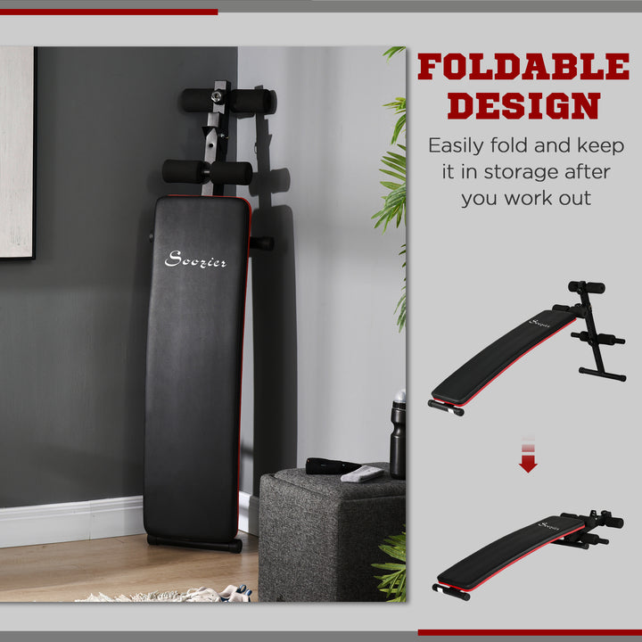 Soozier Sit Up Bench Core Workout Adjustable Thigh Support Foldable For Home Gym Exercise Black