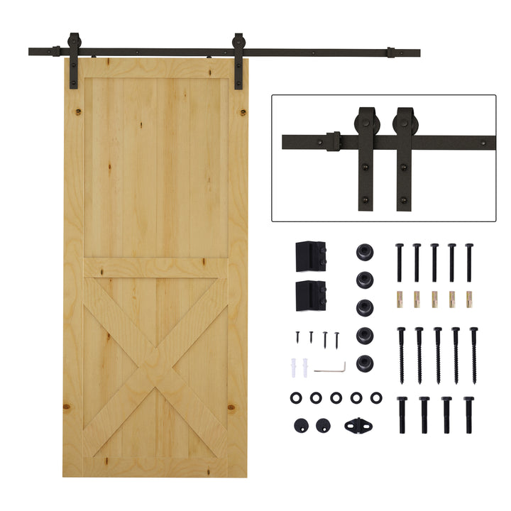 HOMCOM 6.6FT CARBON STEEL Sliding Wood Barn Door Hardware Track Set Door System Carbon Steel J Shape Roller