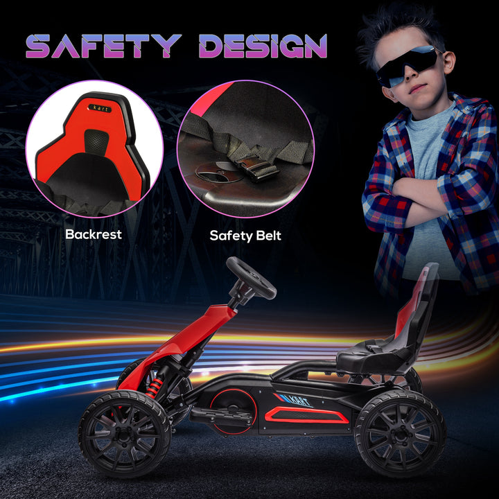 Aosom 12V 7AH Electric Go Kart, Outdoor Racer Car for Kids, with Forward Backward, Adjustable Speed, Ages 3-8 Years Old, Red