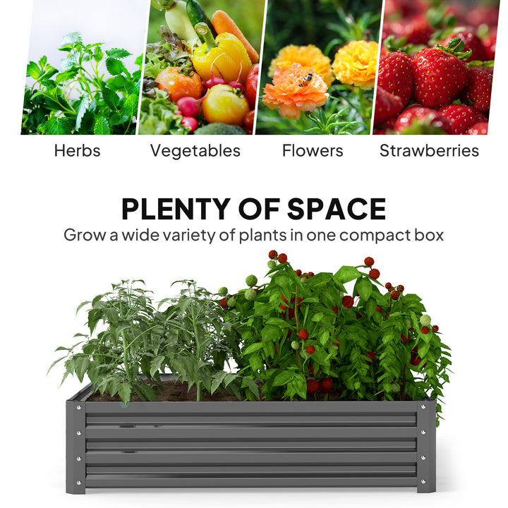 Outsunny 4' x 4' x 1' Raised Garden Bed Galvanized Steel Planter Box for Vegetables, Flowers, Herbs, Green