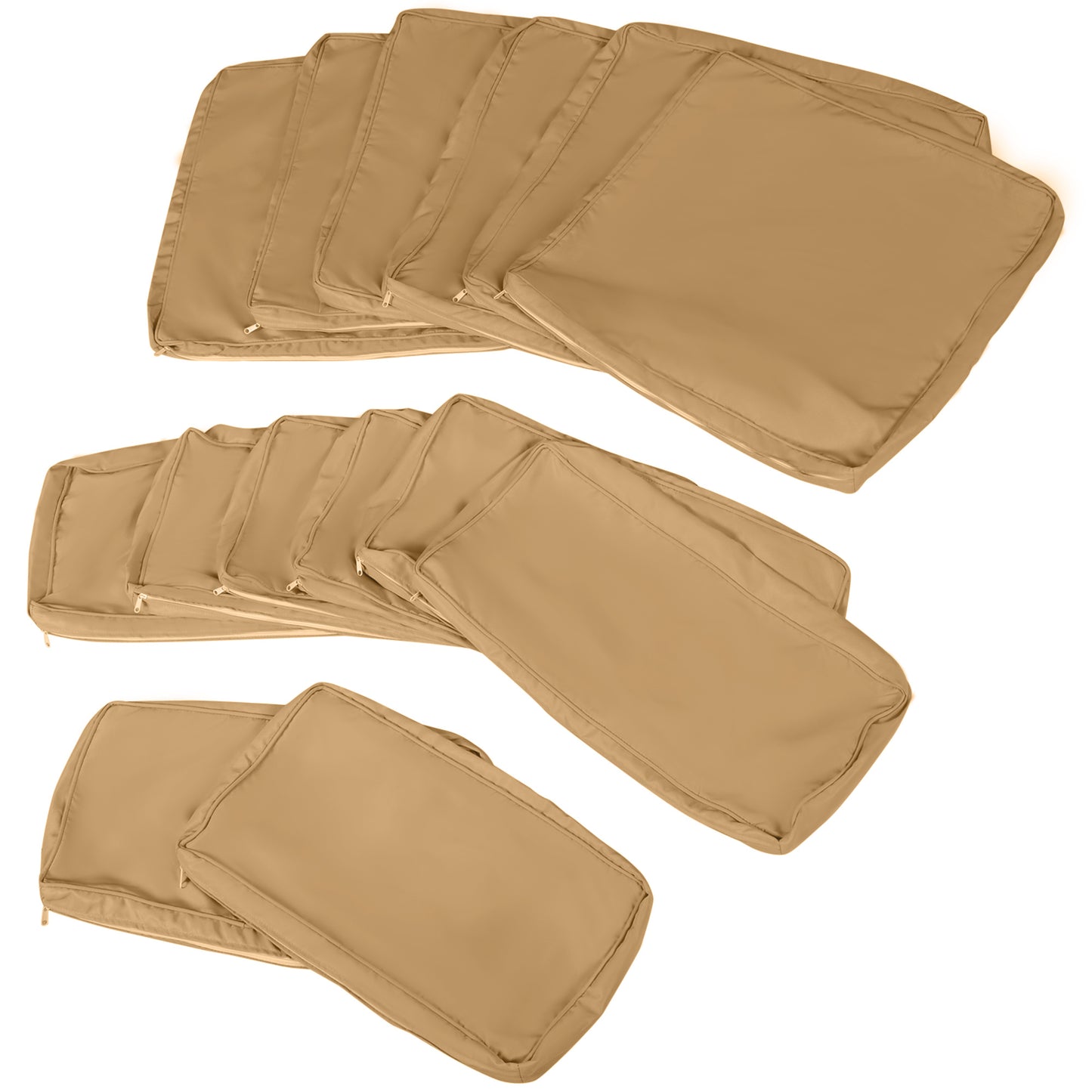 Outsunny Outdoor 14pc Patio Rattan Sofa Set Cushion Polyester Cover Replacement Set - No Cushion Included Beige | Aosom Canada