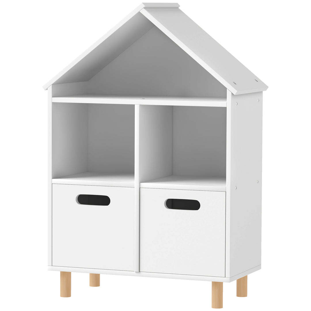 Qaba 3 Tier Kids Bookshelf with Two Drawers, for Bedroom, Kids Room, White