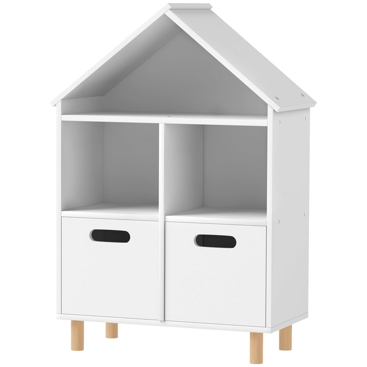 Qaba 3 Tier Kids Bookshelf with Two Drawers, for Bedroom, Kids Room, White